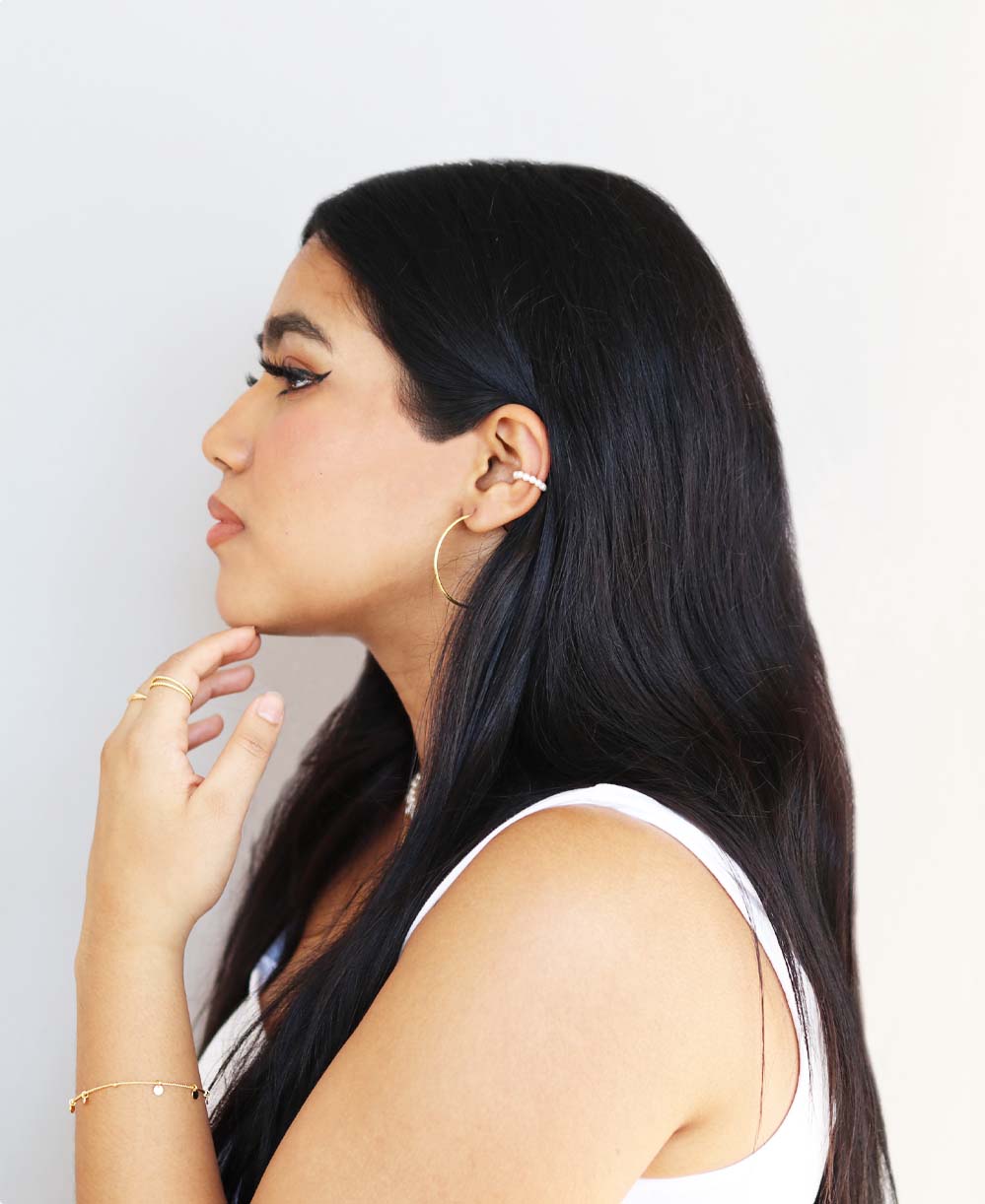 White Bubble Ear Cuff